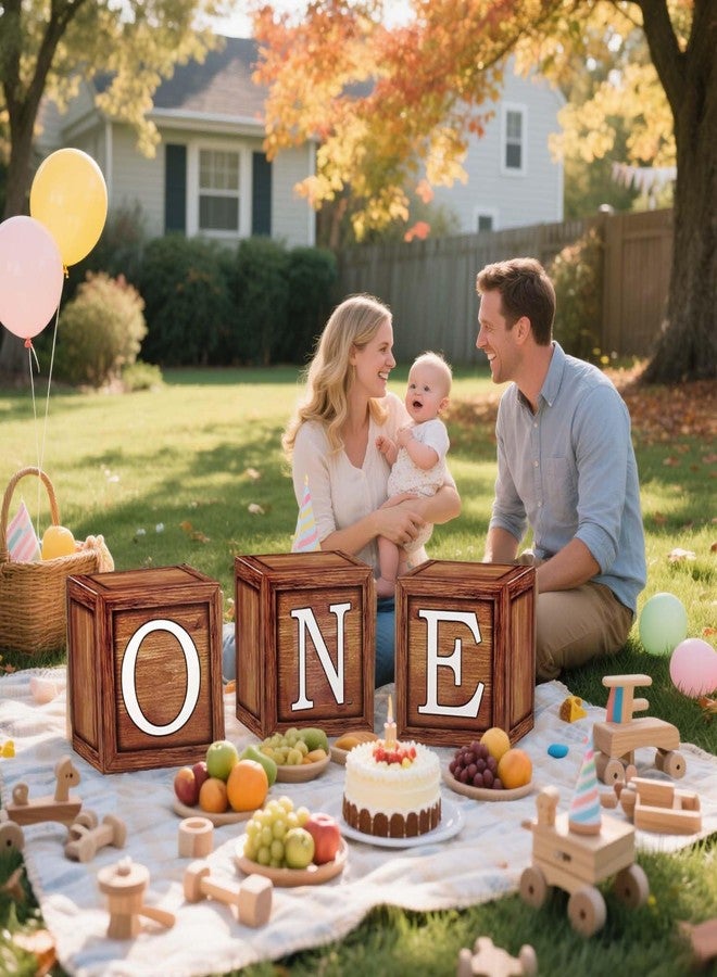 WEIKA One Boxes for 1st Birthday Wood Grain, 3 Balloon Boxes, Baby Girl & Boy 1st Birthday Party Decorations, Reusable (Wood Grain) - Image 4